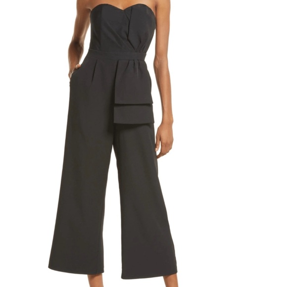 Lulus Pants - LULUS Won a Heart Jumpsuit Women’s XSmall Black Strapless Wide Leg Classy NWT